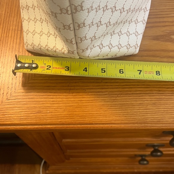 Large Houndstooth Tote w/ Pink Straps & matching cosmetic bag, Faux Leather NWOT - Picture 7 of 16